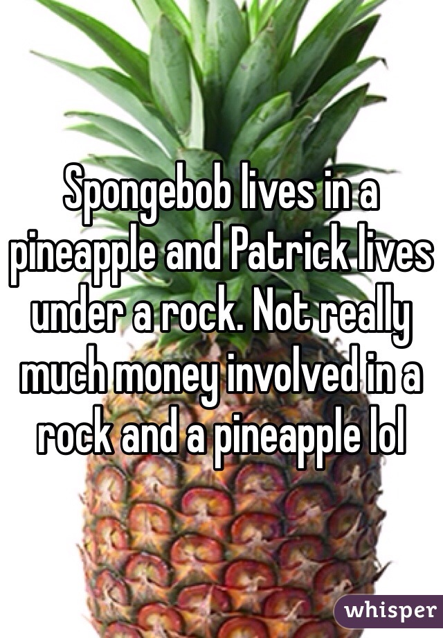 Spongebob lives in a pineapple and Patrick lives under a rock. Not really much money involved in a rock and a pineapple lol