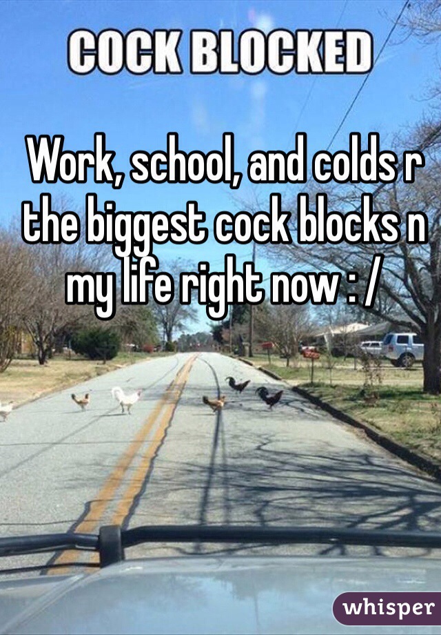 Work, school, and colds r the biggest cock blocks n my life right now : / 