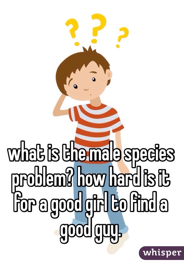 what is the male species problem? how hard is it for a good girl to find a good guy. 