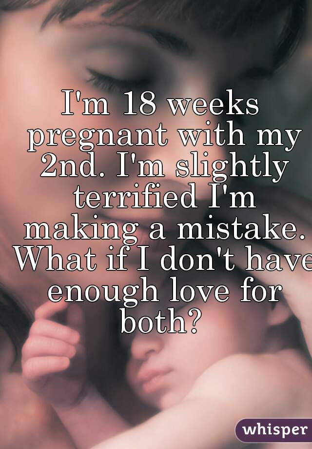 I'm 18 weeks pregnant with my 2nd. I'm slightly terrified I'm making a mistake. What if I don't have enough love for both? 