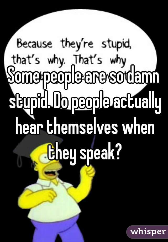 Some people are so damn stupid. Do people actually hear themselves when they speak?