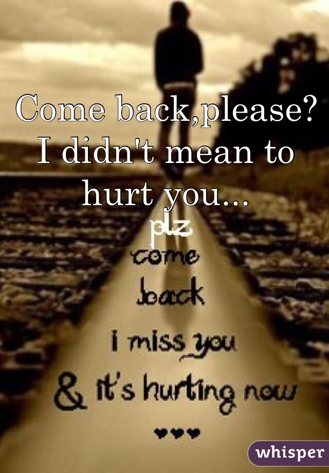 Come back,please?
I didn't mean to hurt you...




