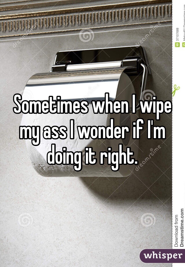 Sometimes when I wipe my ass I wonder if I'm doing it right.