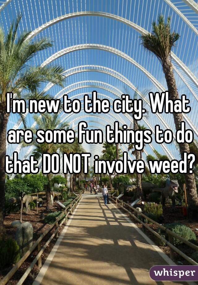 I'm new to the city. What are some fun things to do that DO NOT involve weed?
