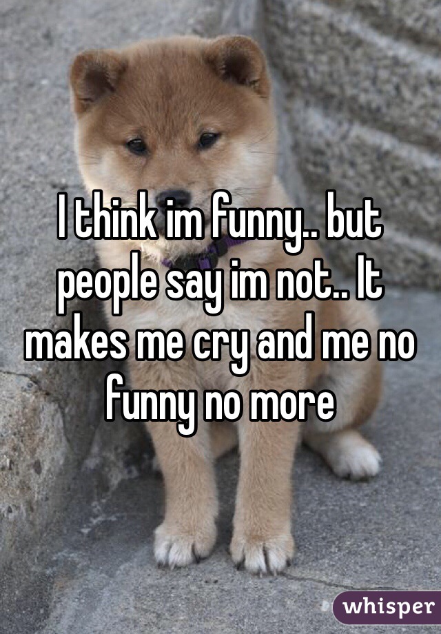 I think im funny.. but people say im not.. It makes me cry and me no funny no more 