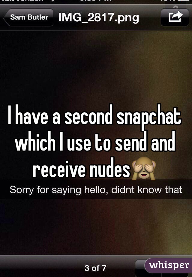 I have a second snapchat which I use to send and receive nudes🙈