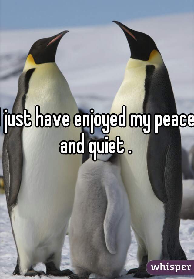 I just have enjoyed my peace and quiet . 
