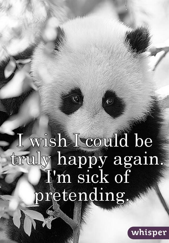 I wish I could be truly happy again. I'm sick of pretending.  