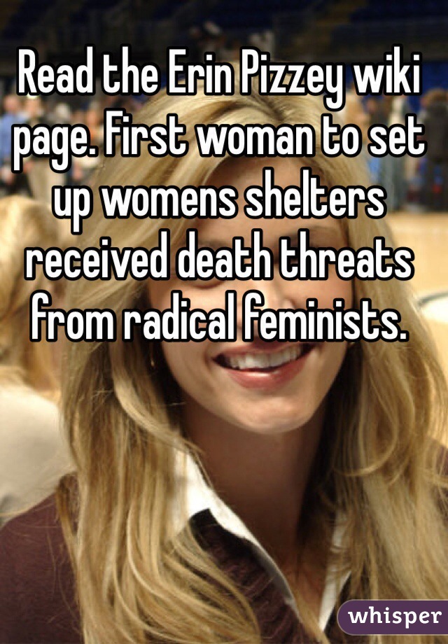 Read the Erin Pizzey wiki page. First woman to set up womens shelters received death threats from radical feminists. 
