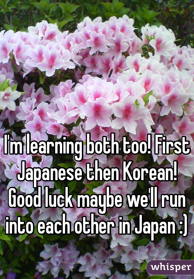 I'm learning both too! First Japanese then Korean! Good luck maybe we'll run into each other in Japan :)