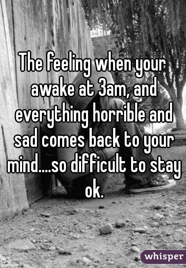 The feeling when your awake at 3am, and everything horrible and sad comes back to your mind....so difficult to stay ok.