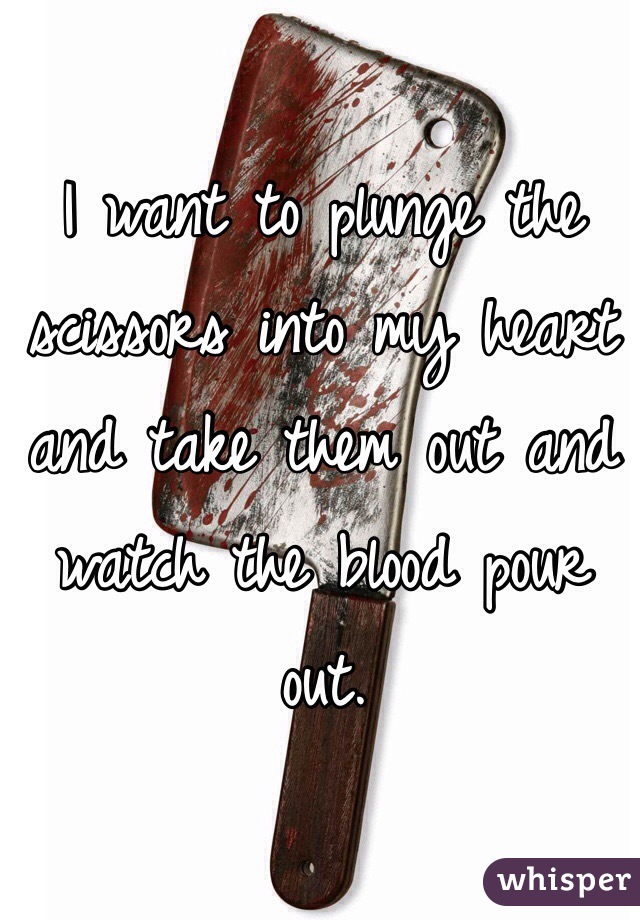 I want to plunge the scissors into my heart and take them out and watch the blood pour out.