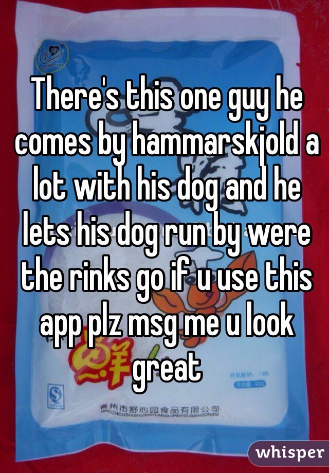 There's this one guy he comes by hammarskjold a lot with his dog and he lets his dog run by were the rinks go if u use this app plz msg me u look great 