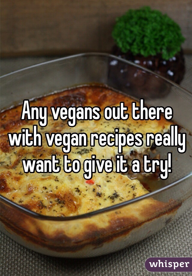 Any vegans out there with vegan recipes really want to give it a try!
