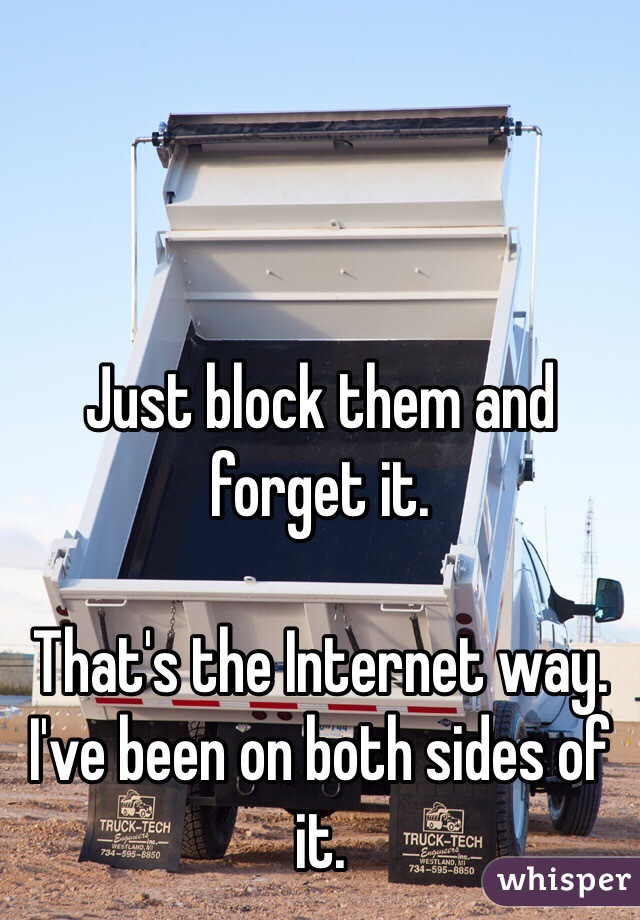 Just block them and forget it.

That's the Internet way.  I've been on both sides of it.