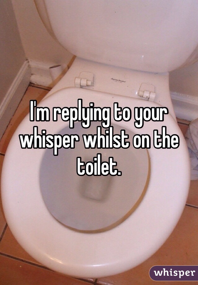 I'm replying to your whisper whilst on the toilet. 