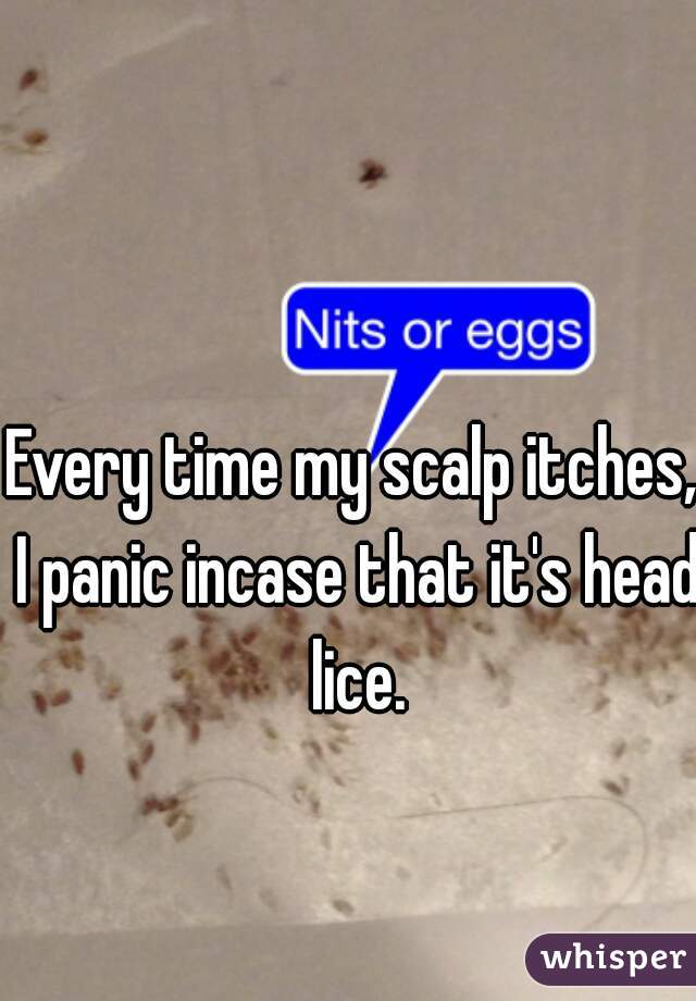 Every time my scalp itches, I panic incase that it's head lice.