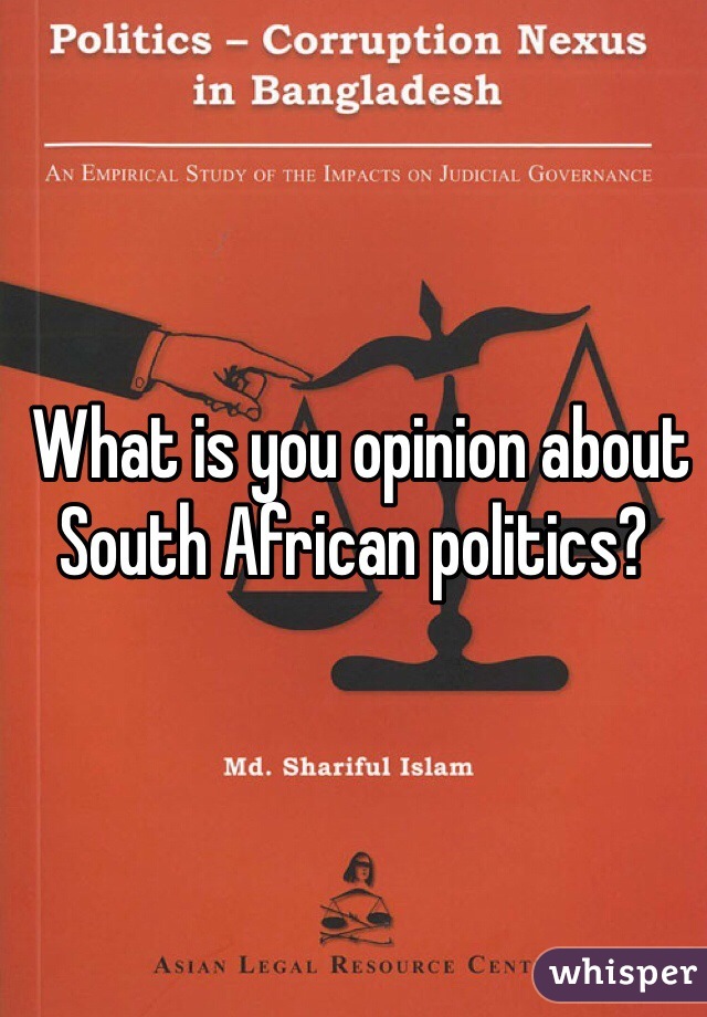  What is you opinion about South African politics?