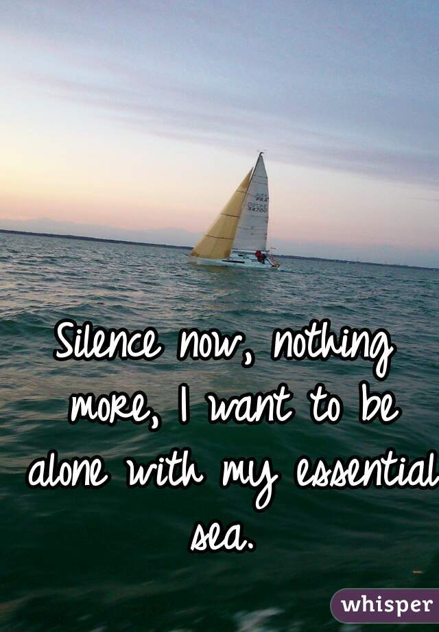 Silence now, nothing more, I want to be alone with my essential sea. 