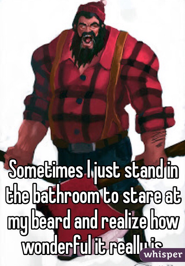 Sometimes I just stand in the bathroom to stare at my beard and realize how wonderful it really is. 