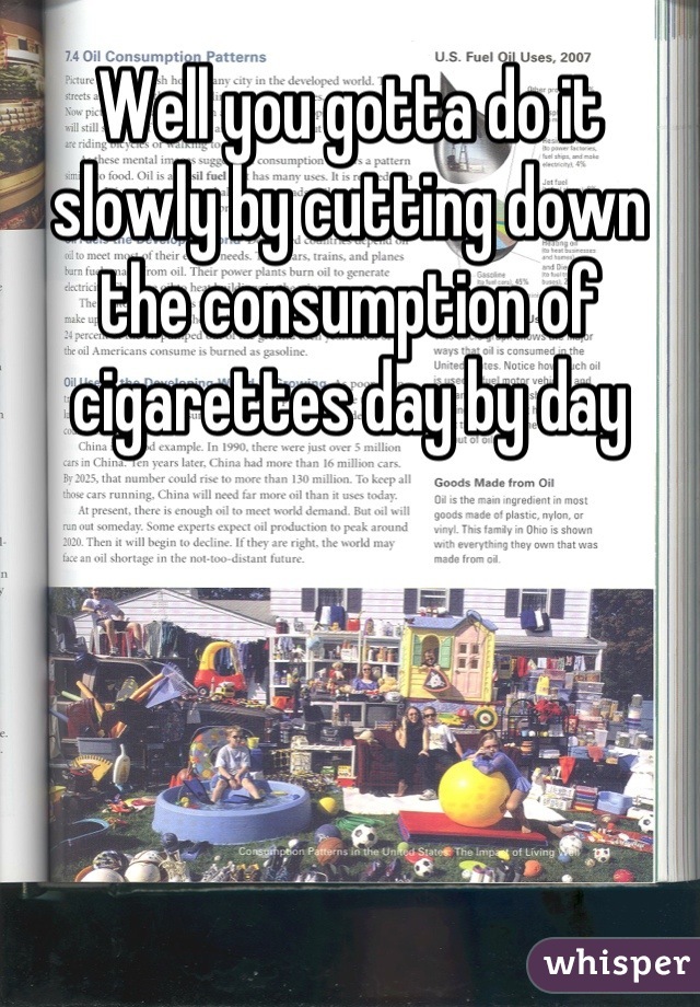 Well you gotta do it slowly by cutting down the consumption of cigarettes day by day