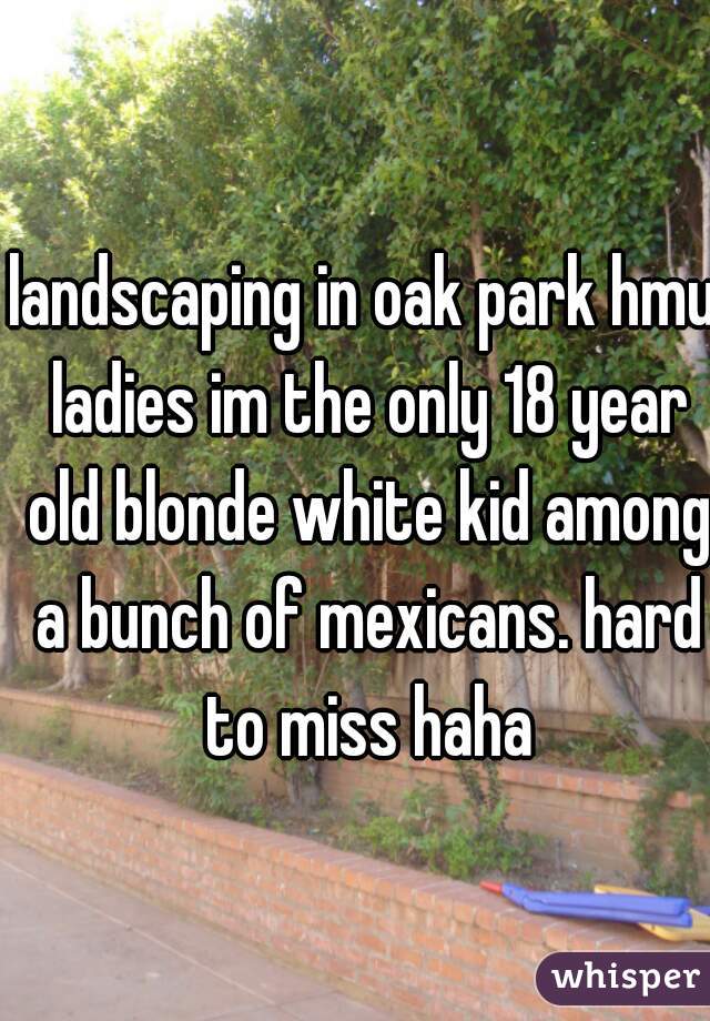 landscaping in oak park hmu ladies im the only 18 year old blonde white kid among a bunch of mexicans. hard to miss haha