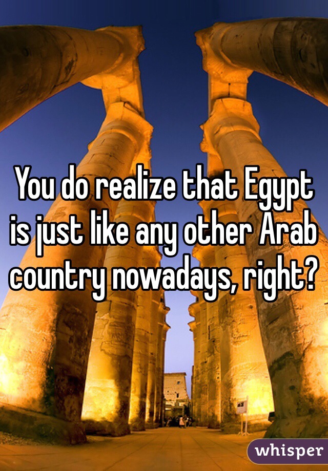 You do realize that Egypt is just like any other Arab country nowadays, right?