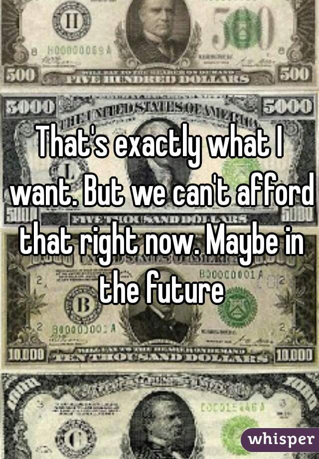 That's exactly what I want. But we can't afford that right now. Maybe in the future