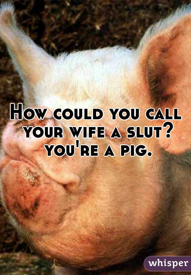 How could you call your wife a slut? you're a pig.