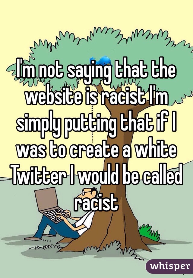 I'm not saying that the website is racist I'm simply putting that if I was to create a white Twitter I would be called racist 