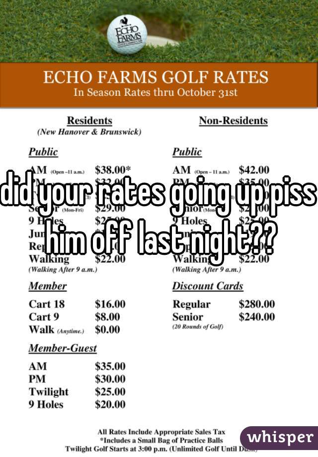 did your rates going up piss him off last night??