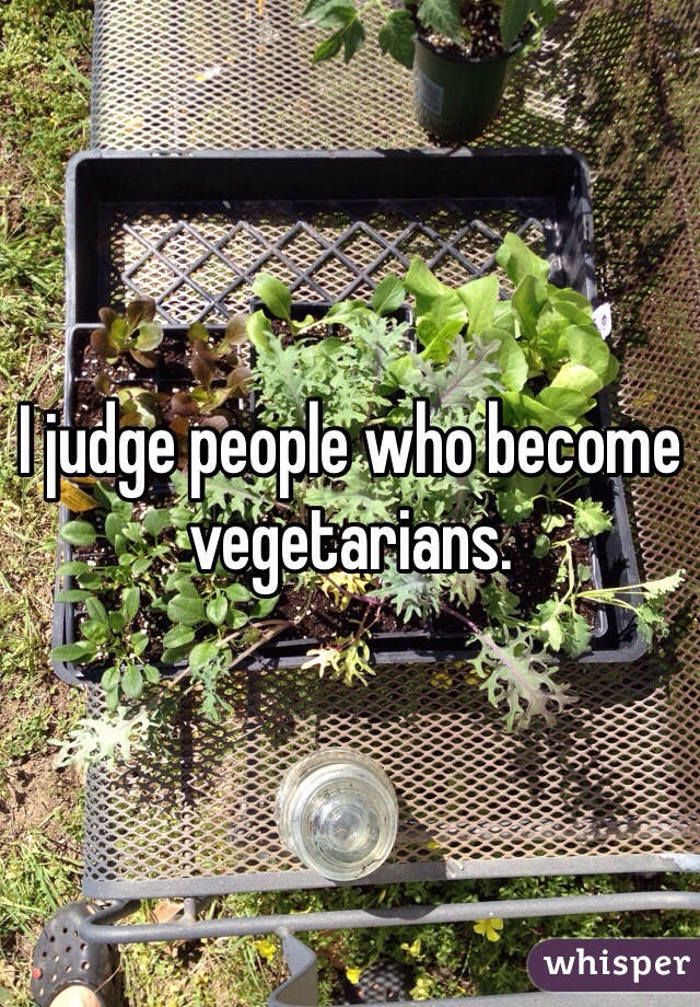 I judge people who become vegetarians.