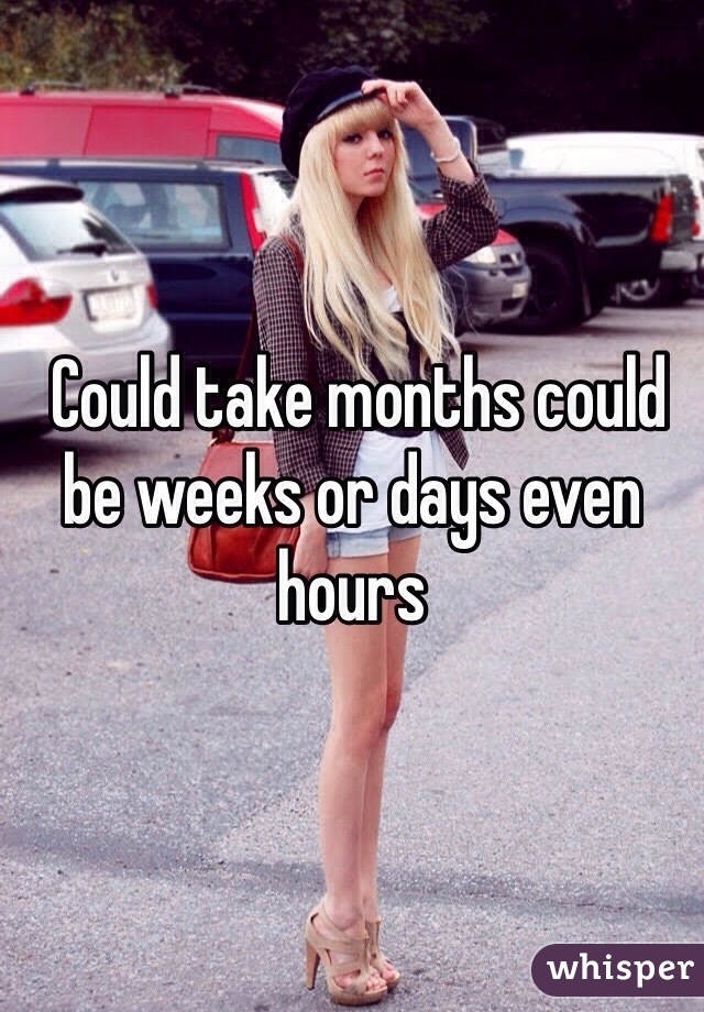  Could take months could be weeks or days even hours 