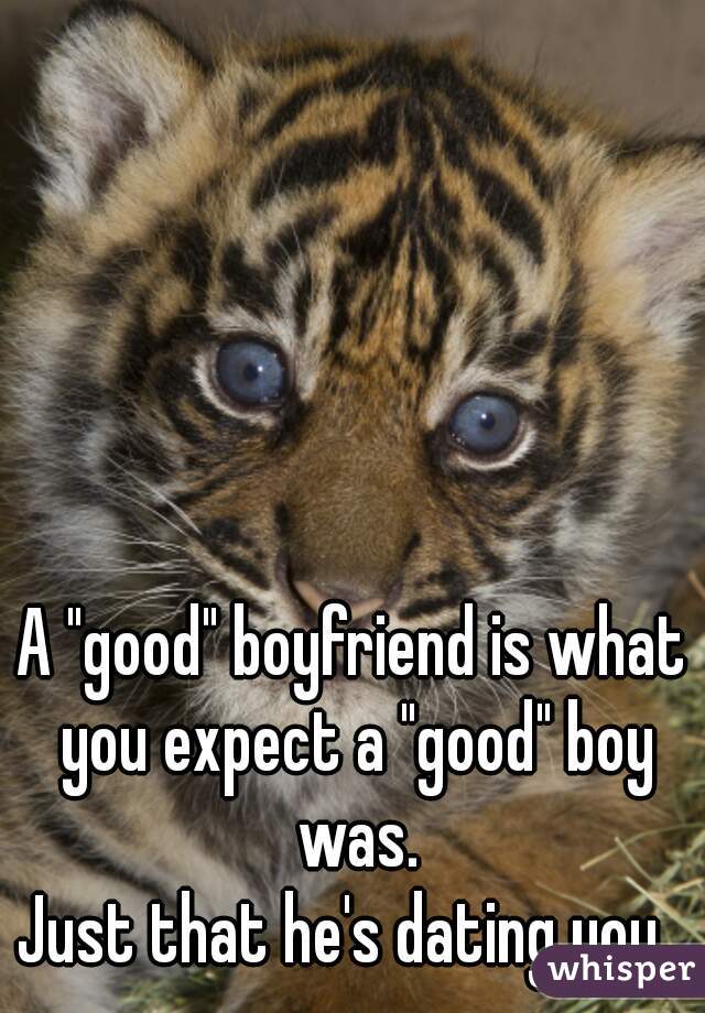 A "good" boyfriend is what you expect a "good" boy was.



Just that he's dating you. 