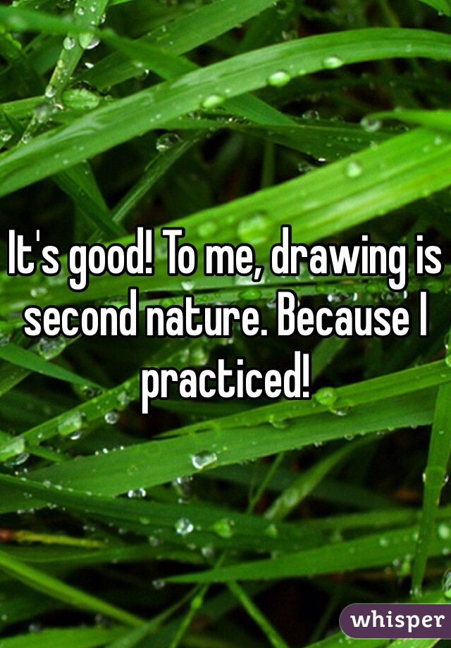 It's good! To me, drawing is second nature. Because I practiced!