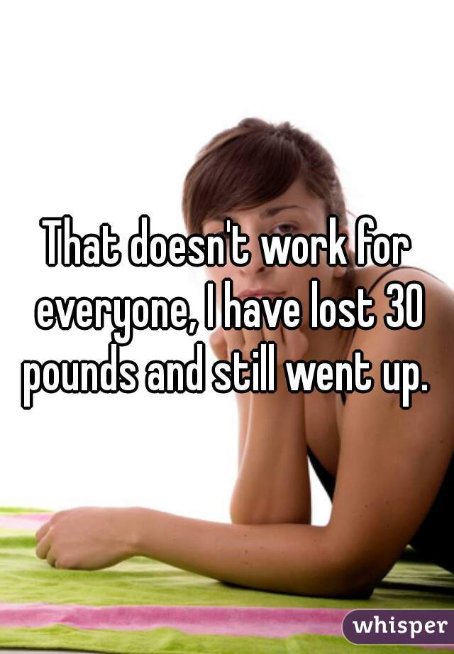 That doesn't work for everyone, I have lost 30 pounds and still went up. 