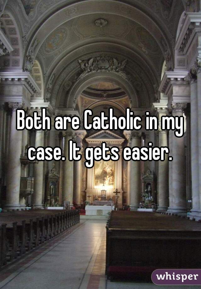 Both are Catholic in my case. It gets easier. 