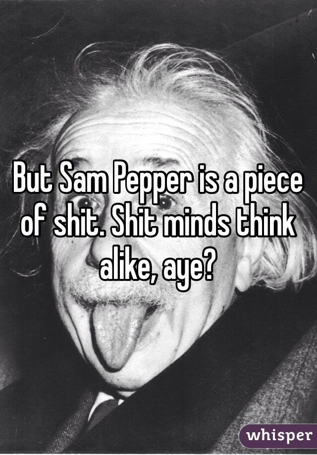 But Sam Pepper is a piece of shit. Shit minds think alike, aye?