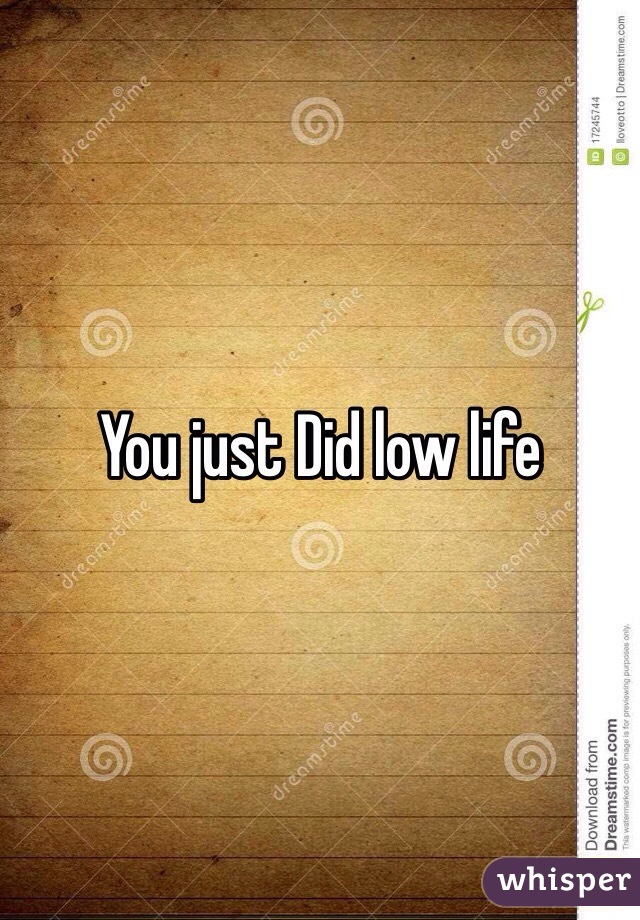 You just Did low life