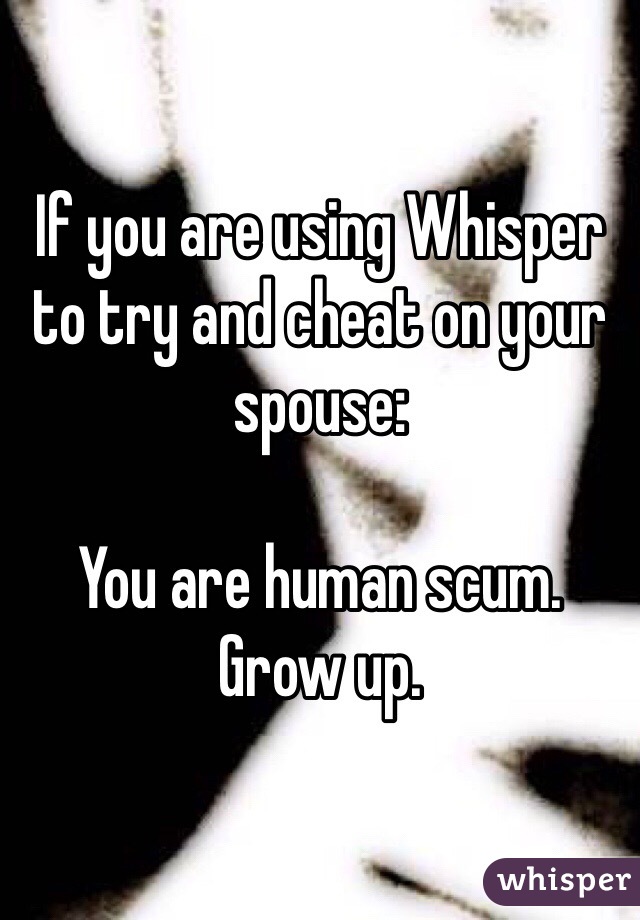 If you are using Whisper to try and cheat on your spouse:

You are human scum. Grow up.