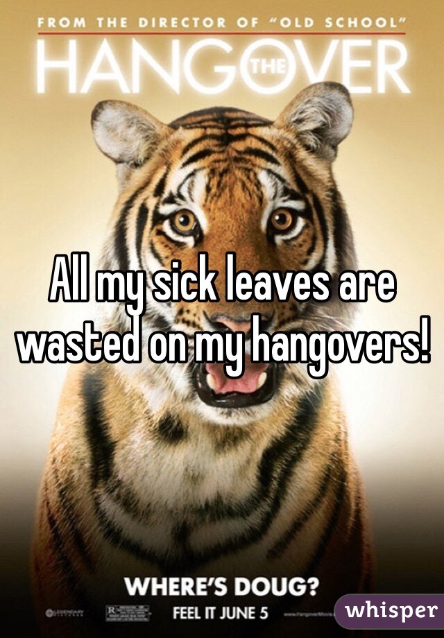 All my sick leaves are wasted on my hangovers!