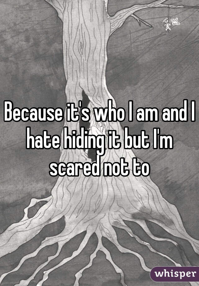 Because it's who I am and I hate hiding it but I'm scared not to