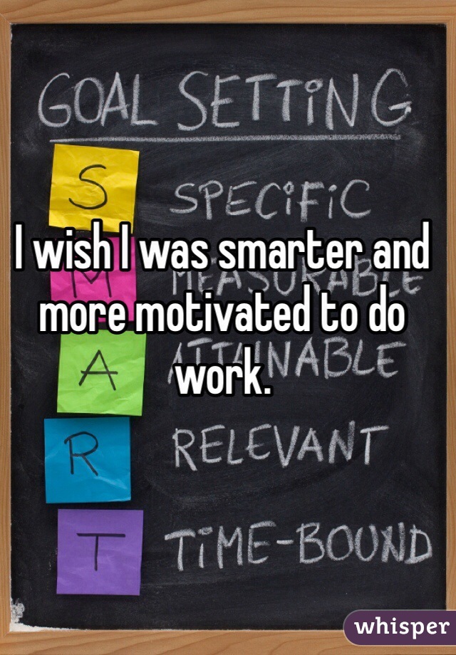 I wish I was smarter and more motivated to do work.