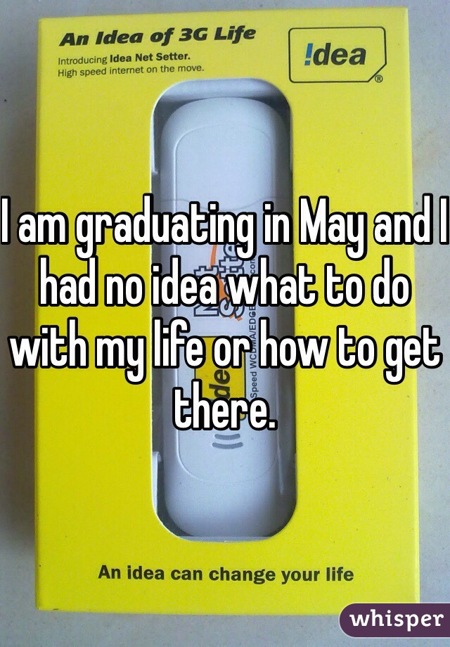 I am graduating in May and I had no idea what to do with my life or how to get there. 