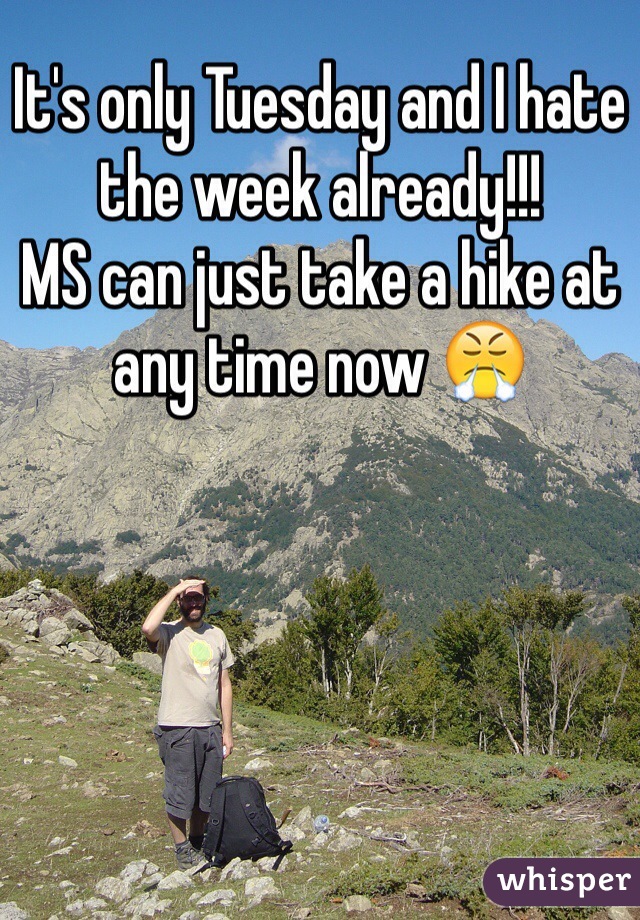It's only Tuesday and I hate the week already!!! 
MS can just take a hike at any time now ðŸ˜¤