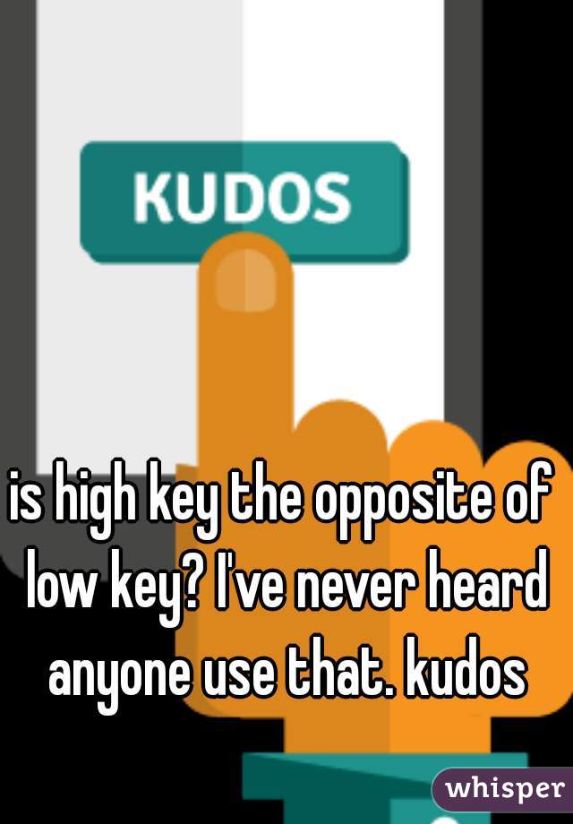 is high key the opposite of low key? I've never heard anyone use that. kudos
