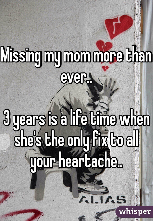 Missing my mom more than ever.. 

3 years is a life time when she's the only fix to all your heartache.. 