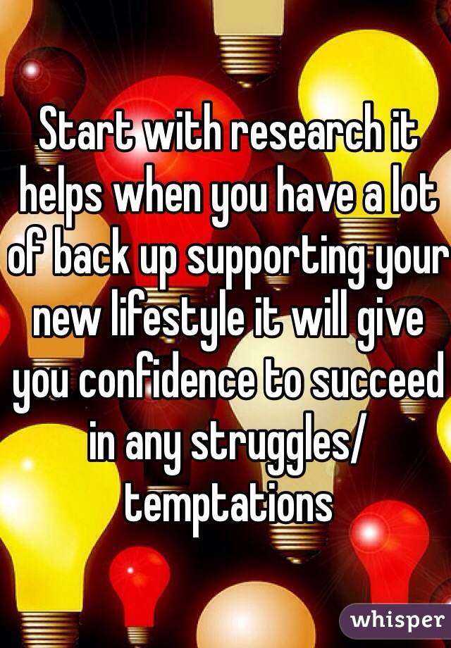 Start with research it helps when you have a lot of back up supporting your new lifestyle it will give you confidence to succeed in any struggles/temptations 