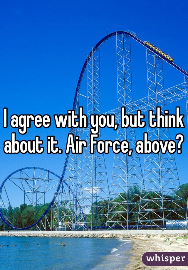 I agree with you, but think about it. Air Force, above?