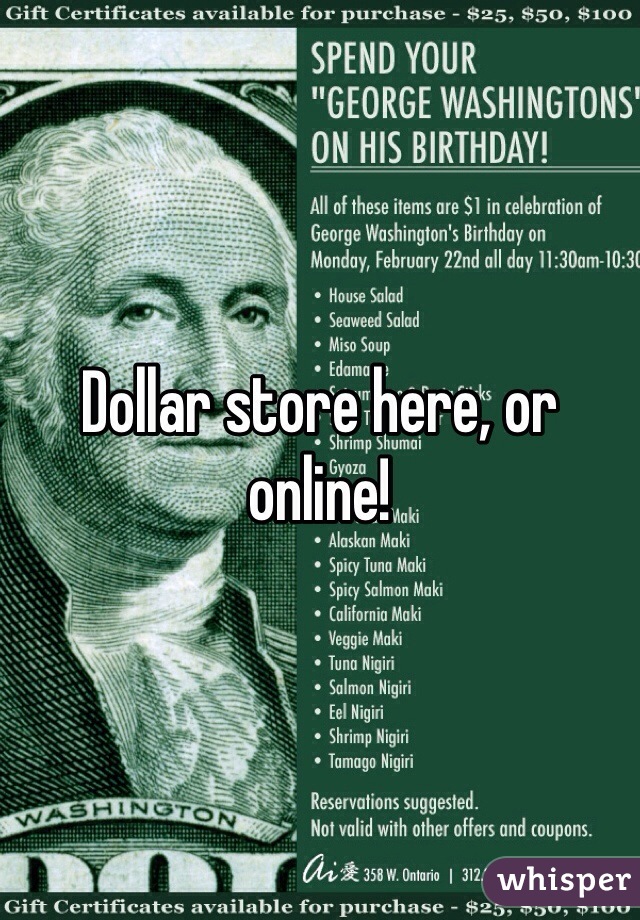 Dollar store here, or online! 